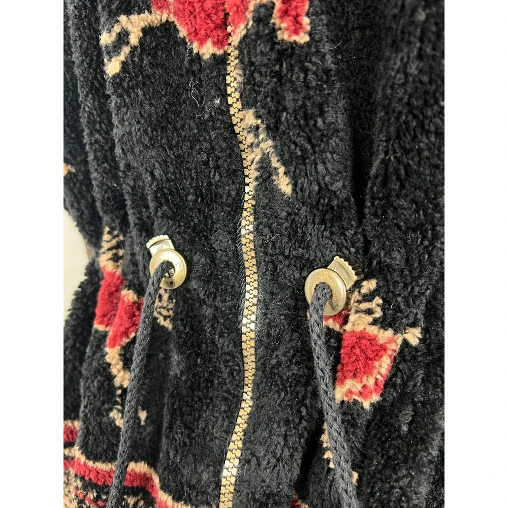Novelty Print Fleece‎ Zip Up Women's Cinched Waist Jacket